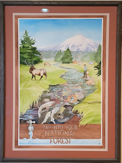Tap into Your National Forest – Original watercolor commissioned for the Rogue River-Siskiyou NF.